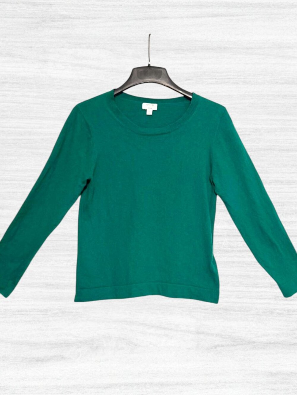 J.Crew Factory Teddie Sweater Green Cotton Wool Blend Crewneck Women’s L